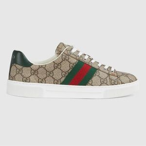 Gucci Beige and Green Stripe Sneakers